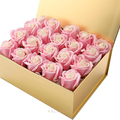 PACKHOME Christmas Gift Box 9x6.5x3.8 Inches, Rectangle Collapsible Box with Magnetic Lid for Xmas Gift Packaging (Glossy Gold)