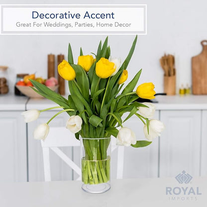 Royal Imports Flower Vase Acrylic Cylinder - Decorative Centerpiece for Home or Wedding - Non Breakable Plastic, 5"X10" Tall Round - Clear