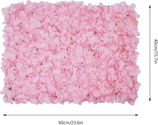 20PCS Artificial Floral Wall Backdrop, 3D Pink Flower Wall Panel, Realistic Silk Flower Backplanes, Roll Up Fake Flower Background for Valentines Wedding Party Photo Arrangement Outdoor Decor