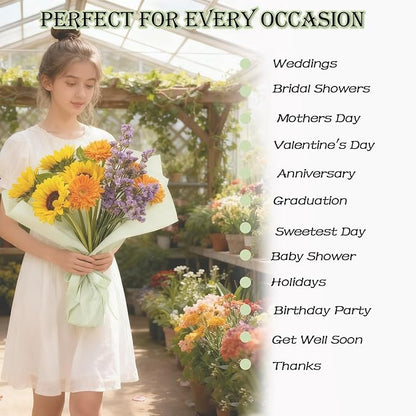 DNSGOOR 20 Sheets Flower Wrapping Paper, Waterproof Floral Bouquet Wrapping Paper, Korean Bouquet Paper Florist Supplies for Birthday, DIY Crafts, Gift Packaging, Wedding, Birthday Gift