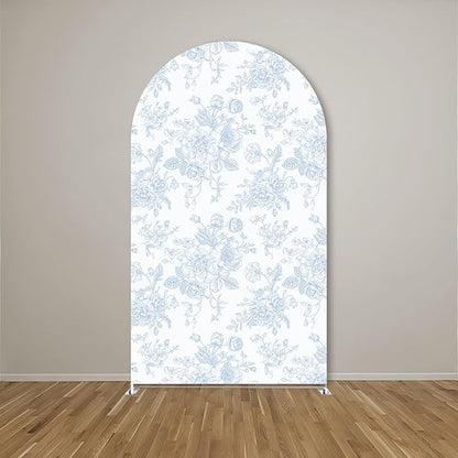 Something Blue Before I Do Arch Backdrop Cover Wedding Bridal Shower Bride to be Toile Party Arch Fabric Cover Blue Bloom Floral Baby Shower Decors (2.2X5ft,4135)