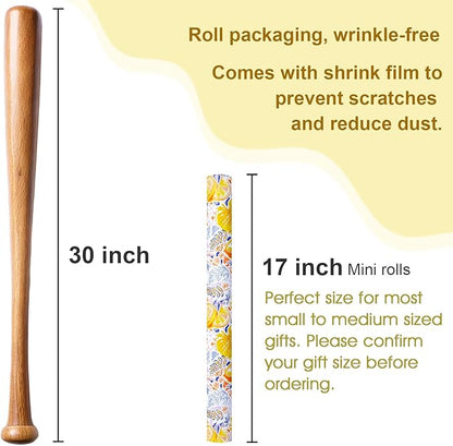 Afucus Gift Wraping Paper, Tropical Fruit Lemon Monstera Leaves, Cute Mini Wrapping Paper Rolls for Birthday Parties, Graduation, Baby Showers, Holidays (17 Inch X 33 Feet)