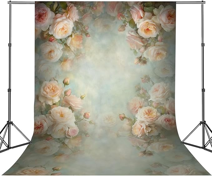 Mocsicka Abstract Floral Backdrop for Photography Retro Green Spring Watercolor Painting Floral Background Newborn Baby Shower Princess Girls Portrait Decoration Backdrop