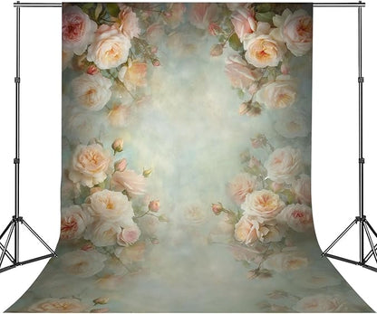 Mocsicka Abstract Floral Backdrop for Photography Retro Green Spring Watercolor Painting Floral Background Newborn Baby Shower Princess Girls Portrait Decoration Backdrop