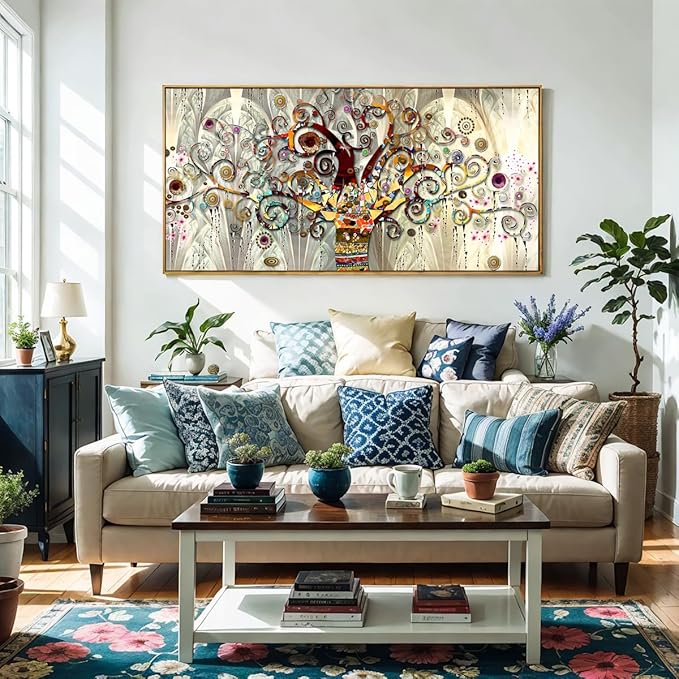 Wall Art Abstract Art Paintings Tree of Life Posters Prints Landscape Picture Colorful Modern Canvas Painting for Living Room Bedroom Office Large Decor 30"x60" with Framed