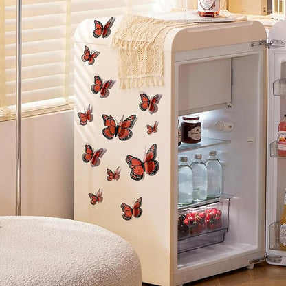 SAOROPEB 3D Butterfly Wall Decor, 24 Pcs Double Layer Butterfly Decorations for Party Decorations Locker Decor Refrigerator Decal, Reusable (Monarch)