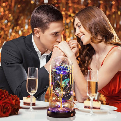 Beferr Birthday Gifts for Women Mom Rechargeable Galaxy Glass Roses Forever Preserved Flowers for Delivery Prime Smart Touch Light Up Rose in Dome Gift for Grandma Sister Wife Her Girlfriends Daughter