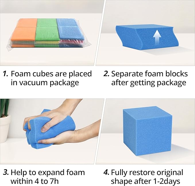 Foam Cubes 72 pcs, 5.9"x5.9"x5.9" Colorful Flame Retardant Foam Pit Blocks Premium Quality Foam Pit Cubes for Trampoline Arenas, Gymnastics, Parkour Courses, Skateboard Parks, Playground(5 Colors)