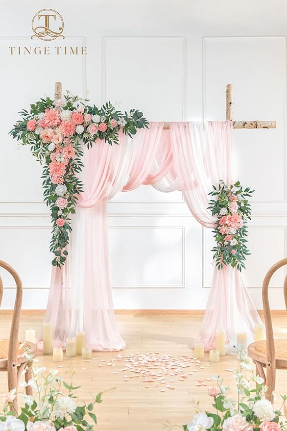 TINGE TIME Artificial Arch Flowers Kit Pack of 5, Wedding Decorations for Reception with Hanging Flowers, Wedding Arch Silk Floral Arrangements Ceremony Backdrop Bridal Shower Outdoor Party Decor