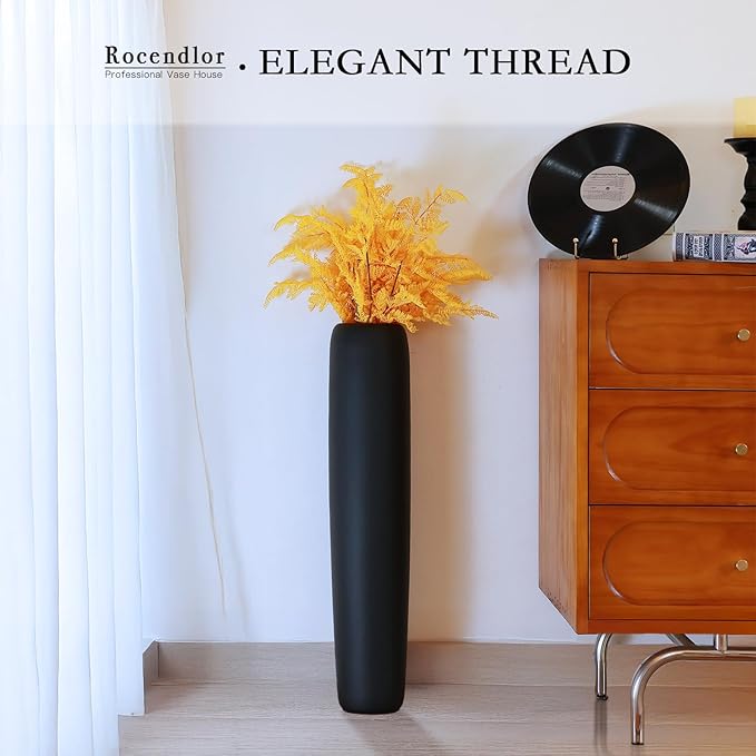 27.5" Black Vase for Home Decor - Tall Floor Vase for Living Room, Bedroom, Office - Elegant Minimalist Tall Vases for Large Dried Stems, Pampas Grass, Artificial Branches