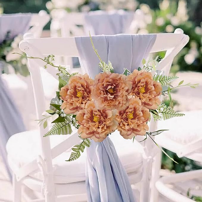 20pcs 5" Artificial Flower Peonies, Silk Peonies with 6" Stems, Flowers Suitable for Wedding Bouquets, Home Party Decoration (Caramel Colour)