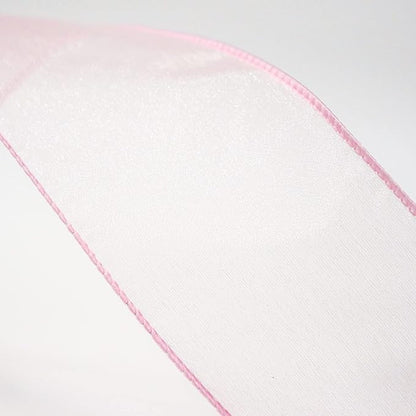 CT CRAFT LLC Sheer Organza Wired Ribbon 2.5" x 50Yards Pink for Wedding Chair Bow Flora Bouquet Gift Wrapping Christmas Tree Home Decor Wreath