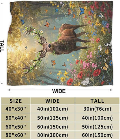 Forest Deer Blanket Hunting Elk Throw Blanket Wildlife Soft Cozy Fleece Fuzzy Stuffed Plush Flannel Gifts for Girls Women Boys Kids Adults 40''x50''