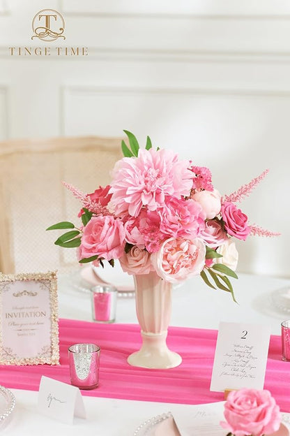 TINGE TIME Artificial Flowers Hot Pink Flower Combo for DIY Wedding Bouquets Table Centerpieces Arrangements Party Baby Shower Home Decoration Valentine's Day