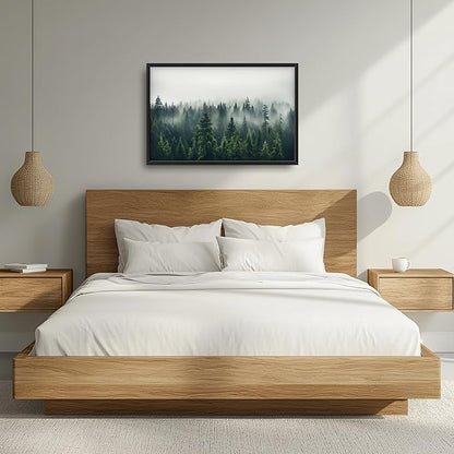 Framed Large Pictures Wall Art for Living Room, Foggy Forests Oversized Wall Decor Nature Landscape Forest Scenery Canvas Print Painting Extra Large Framed Artwork for Bedroom Office 36"x24"