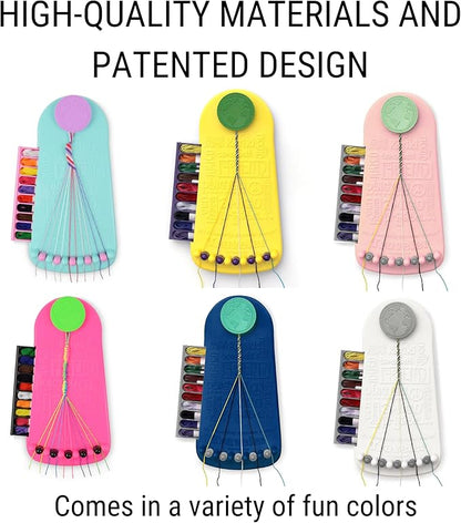 Choose Friendship Bracelet Making Kit – 20 Pre-Cut Threads, Portable Loom with Storage, Makes 8 Bracelets, Craft Gift for Kids Ages 8+, Yellow “Pineapple”
