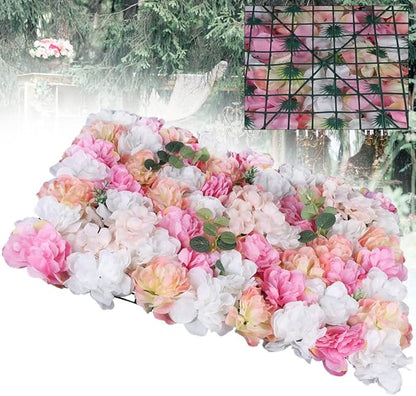 Artificial Flower Wall Backdrop Panels, 12Pcs Wedding Wall DIY 3D Floral Panels, Flower Panels for Wall, Floral Background Mat for Birthday Party Shop Fhoto Backdrops Home Decor, 15.75x23.62 inch