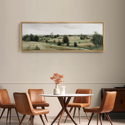 SIGNFORD Large Framed Canvas Print Wall Art Rustic Countryside Landscape Illustrations Modern Art Relax/Calm Warm for Living Room, Bedroom, Office - 60"x20"