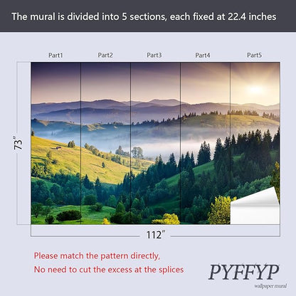PYFFYP- Tropical Natural Landscape Forest Wallpaper murals for Bedroom(Not Peel and Stick)