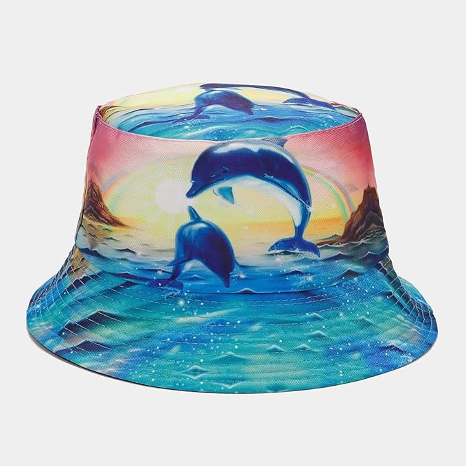 Quanhaigou Bucket Hat for Men Women,Packable Reversible Printed Sun Hats,Fisherman Outdoor Summer Travel Hiking Beach Caps