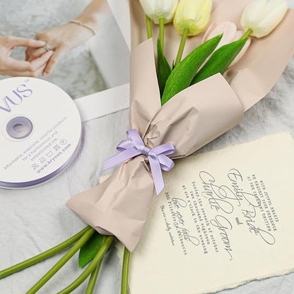 Lavender Satin Ribbon, Double Faced 3/8 Inch X 50 Yards Lavender Ribbon, Premium Satin Ribbon for Gift Wrapping, Crafts, Hair Bow Making, Sewing, Flower Bouquet, Wedding Party Decor