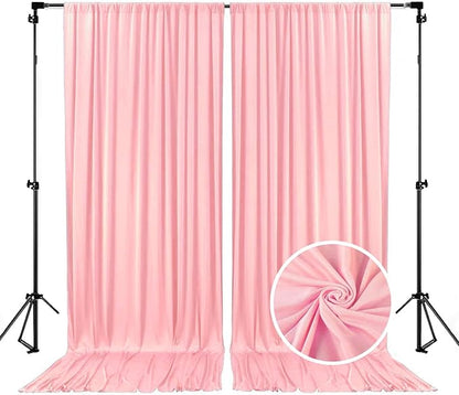 10 x 10 Feet Rose Pink Backdrop Curtain for Partie, Background Curtains for Photoshoot, Birthday, Wedding, Halloween, Thanksgiving, Christmas, New Year Party Decorations 5Ft x 10Ft, 2 Panels