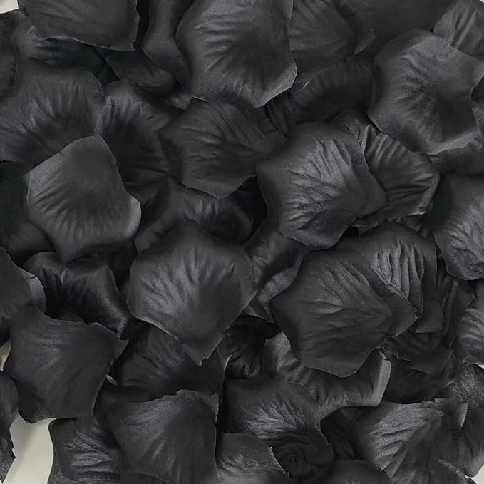 Separated 1000 PCS Artificial Black Rose Petals, Black Flower Petals,Flower Girl Petals for Wedding Decor,Romantic Night for her Set(Ready-to-use)