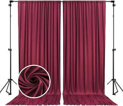 10 x 10 Feet Burgundy Backdrop Curtain for Partie, Background Curtains for Photoshoot, Birthday, Wedding, Halloween, Thanksgiving, Christmas, New Year Party Decorations 5Ft x 10Ft, 2 Panels