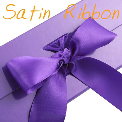 GREEN BEAN Large Gift Box with Lid for Presents 13x9.7x3.4 Inches, Purple Magnetic Gift Box with Ribbon, Bridesmaid Proposal Box (Glossy Purple)