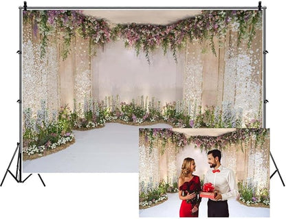 AOFOTO 15x10ft Arch for Wedding Ceremony Backdrop Interior Romantic Flower Canopy Archway Banner Photography Background Bride Girlfriend Lovers Fiancee Nuptial Decoration Studio Props Vinyl Wallpaper