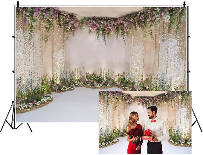 AOFOTO 12x10ft Arch for Wedding Ceremony Backdrop Interior Romantic Flower Canopy Archway Banner Photography Background Bride Girlfriend Lovers Fiancee Nuptial Decoration Studio Props Vinyl Wallpaper