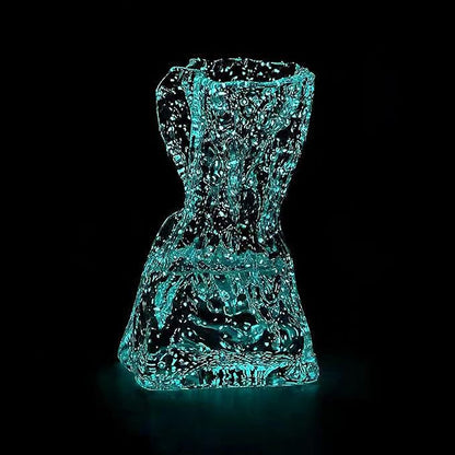 Handmade Luminous Glass Flower Vases,Irregular Shaped Flower Vase,Glass Cylinder Bud Vases,Transparent,7.3 Inches,1 Piece