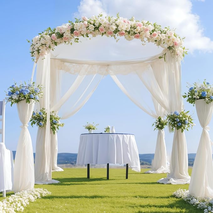 EMART Backdrop Stand Heavy Duty 10x10Ft, Round Pipe and Drape Photo Background Support Kit, Adjustable Metal Frame with Flat Base for Wedding Birthday Party Decorations-Black