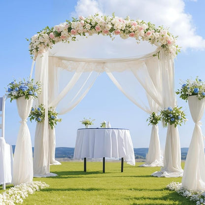 EMART Backdrop Stand Heavy Duty 10x10Ft, Round Pipe and Drape Photo Background Support Kit, Adjustable Metal Frame with Flat Base for Wedding Birthday Party Decorations-Black