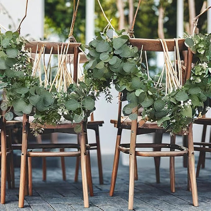 Mavee 3-Pack 5.9ft Artificial Eucalyptus Greenery Garland with Silver Dollar Leaves - Spring Table Runner Vines for Wedding Decor, Home Mantel, Wall Hanging & Party Arrangements