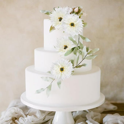 12pcs Gerbera Daisy Artificial Flowers 17.7’’ White Faux Daisies Silk Flowers with Stems for Wedding Bouquet Home Party Garden Outdoor Decoration(White)