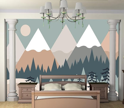Eierme-Baby Mural Photo Wallpapers with Mountains Sun Trees Peel and Stick 90" x 67"