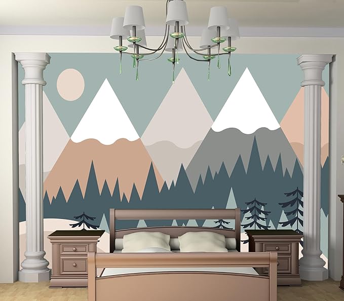 Eierme-Baby Mural Photo Wallpapers with Mountains Sun Trees Peel and Stick 137" x 102"