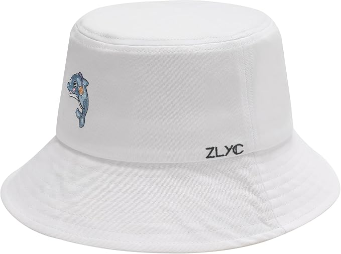 ZLYC Unisex Fashion Embroidered Bucket Hat Summer Fisherman Cap for Men Women