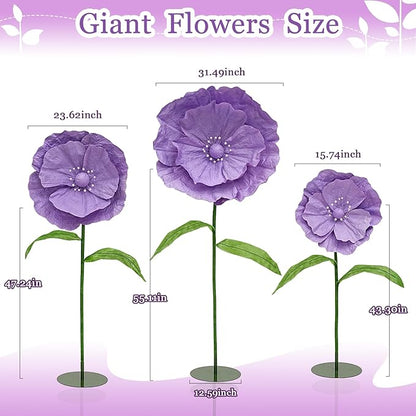 Giant Fake Flowers 5.77FT - Light Purple Large Paper Flowers 3D Artificial Floral Wedding Decorations for Birthday Party Outdoor Banquet Event Home Backdrop Decor