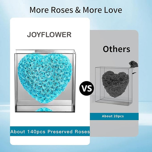 JoyFlower About 140pcs Preserved Roses Gift, Real Blue Eternal Roses for Mom, Long Lasting Forever Flowers with Gift Box for Girlfriend Wife in Valentines Day Birthday Anniversary
