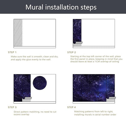 PYFFYP- Ceiling Wallpaper Purple Star Galaxy murals for Bedroom(Not Peel and Stick)