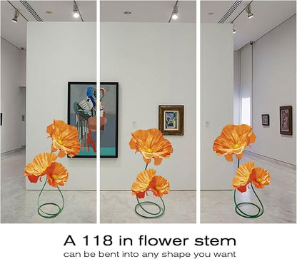 Artificial Paper Flower Decoration, Artificial Fake Flowers with Stems, for Wedding Background Decor, Shop Window Display,Photography Props, Banquet, Centerpieces 3 Pack (Orange)