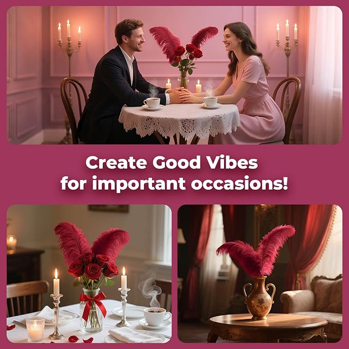 Piokio 20 pcs Claret Ostrich Feathers 12-14 inch(30-35 cm) Bulk for Wedding Party Centerpieces,Gatsby Decorations and DIY Clothes Decoration