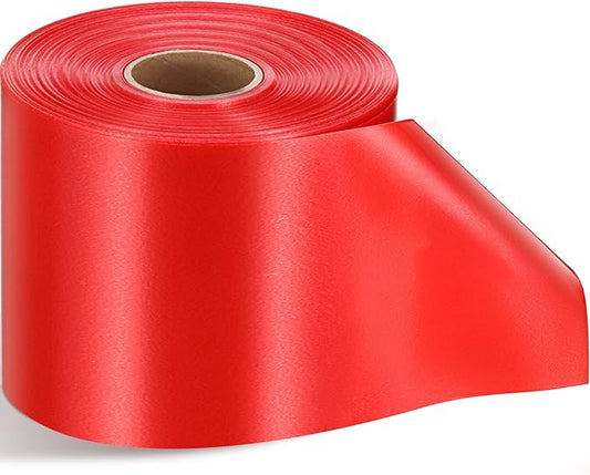 Syhood Outdoor Leaf Ribbon Floral Satin Ribbon for Crafts Aspidistra Waterproof Holiday Outdoor Decoration(4 Inch X 108 Yards,Red)