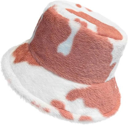 Winter Soft Faux Fur Plush Bucket Hat, Lovely Fisherman Cap, Fashion Outdoor Thick Warm Sun Cap for Women