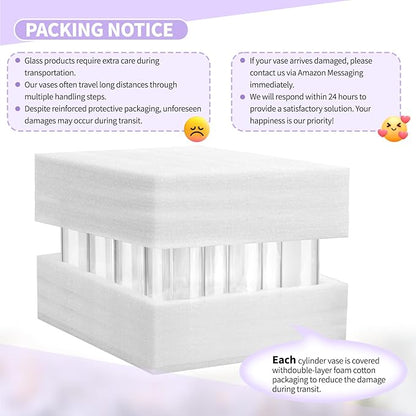 12Pack Glass Cylinder Vases for Centerpieces - 16 Inch Tall Flower Vase for Wedding Decorations, Floating Candle Holder Vase Bulk,Glass Hurricane Candle Holders for Table Shelf, Party, Home Decor