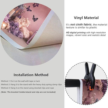 YongFoto Elegant Flower Wall Backdrop 10x6.5ft Floral Butterfly Candle Photography Background Baby Bridal Shower Wedding Girl Birthday Party Banner Room Decor Portrait Photoshoot Wallpaper Photo Booth