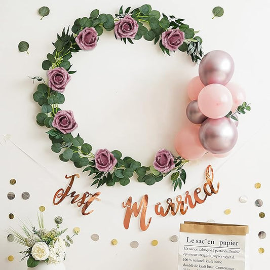 IPOPU Rose Gold Roses, 25pcs Foam Glitter Roses Glitter Flowers Foam Rose with Stem for DIY Wedding Bridal Bouquet Home Party Decoration(Rose Gold)