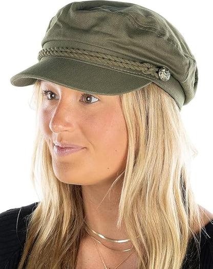 Funky Junque Newsboy Hat for Women – Trendy Greek Fisherman Cap, Classic Women's Baker Boy Newsies Hat, Ladies Fashion Caps